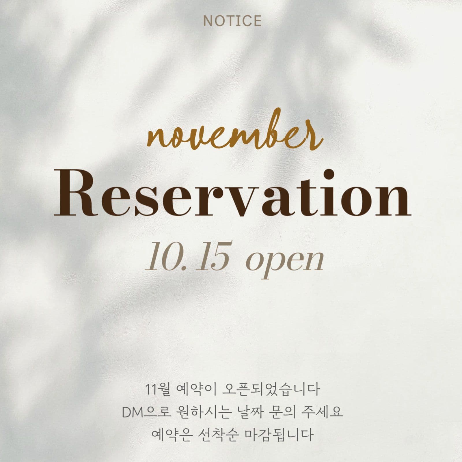 식당 네일샵 예약 오픈 공지 안내  