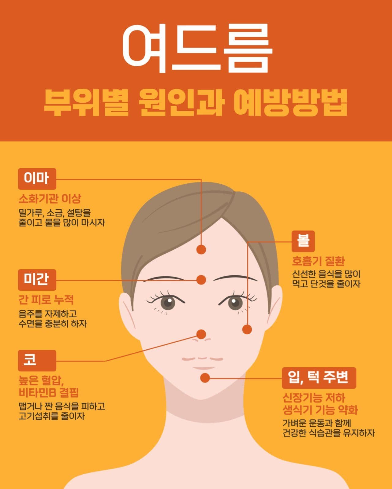 여드름 부위별 원인과 예방법