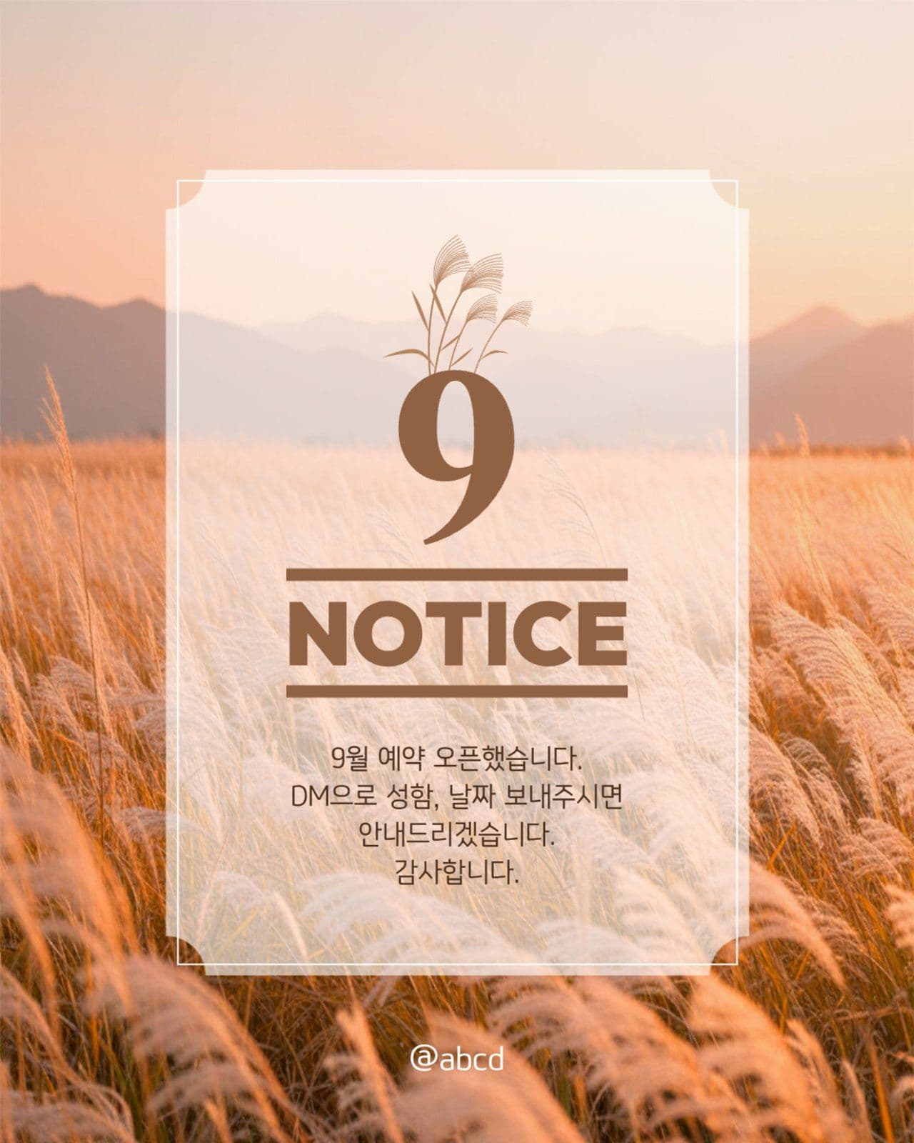 9월 예약 안내 게시물
