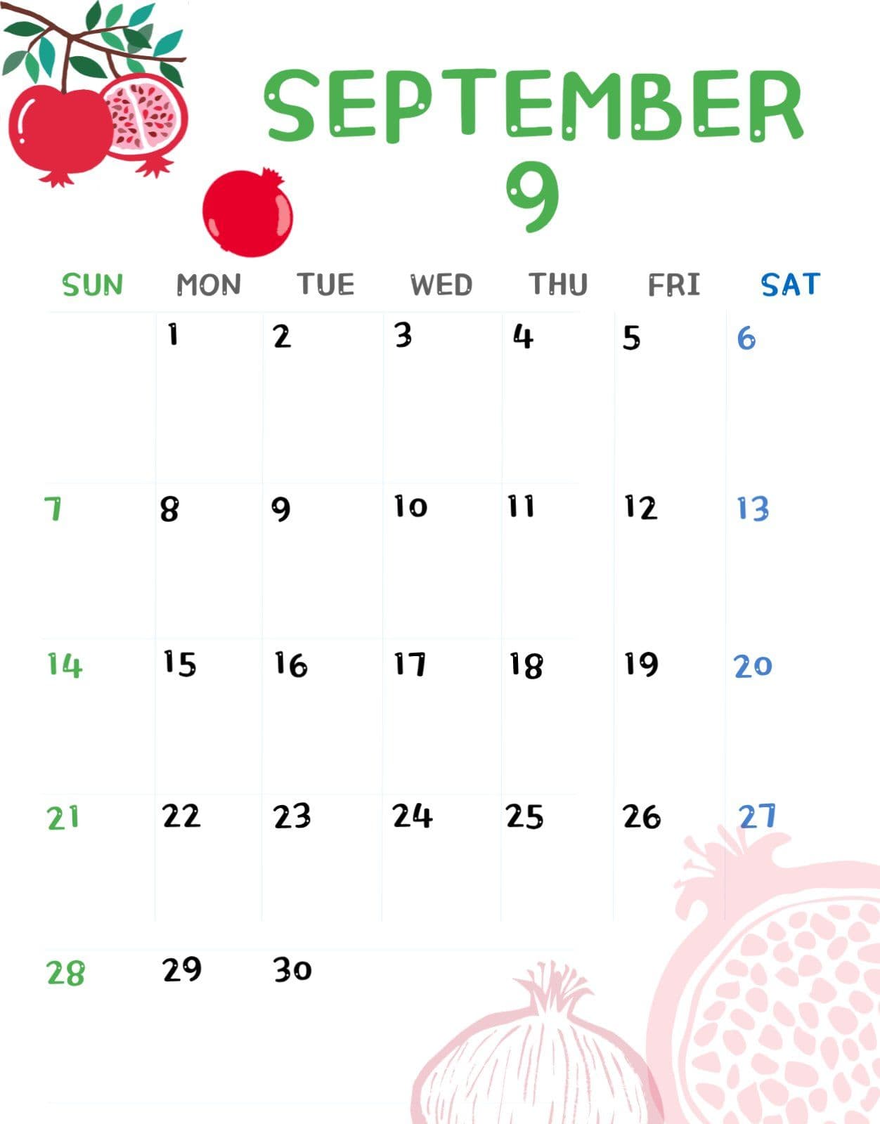달력 플래너  (9월~12월)
