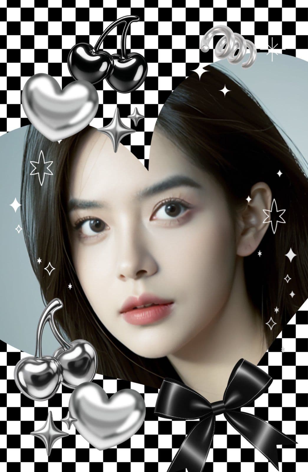 블랙 화이트 크롬 포토카드 프레임