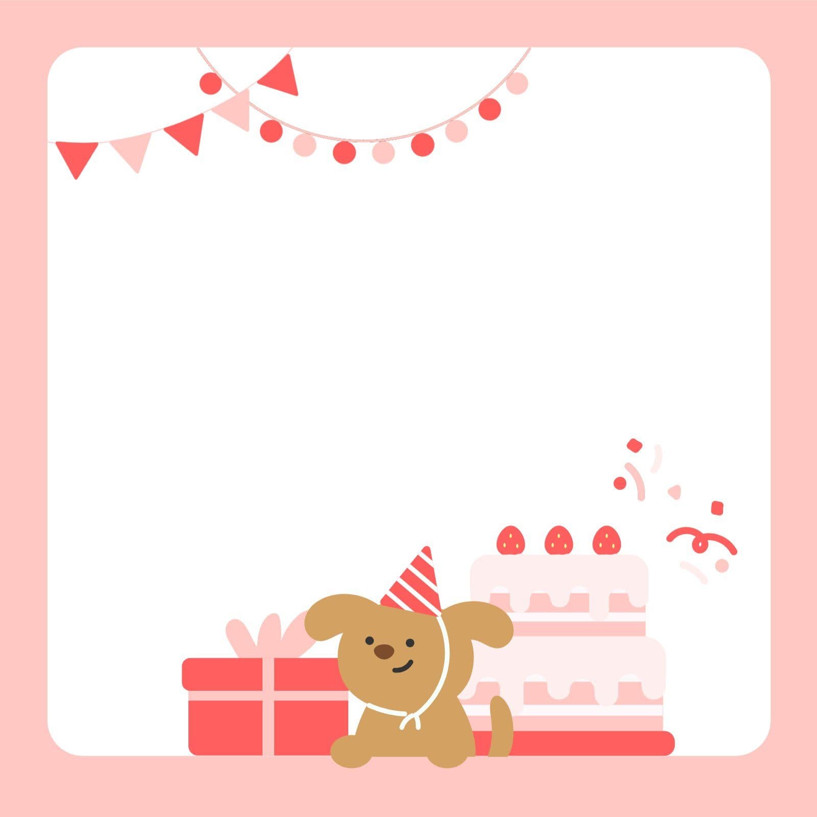 강아지 축하 파티 메모지 떡메모지