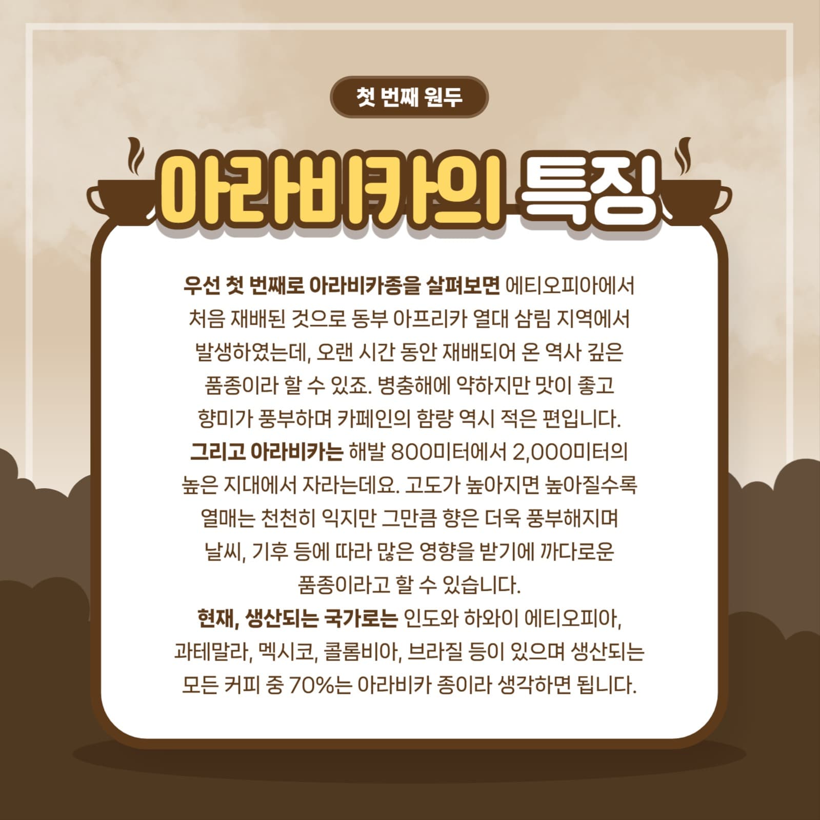원두의 종류와 특징