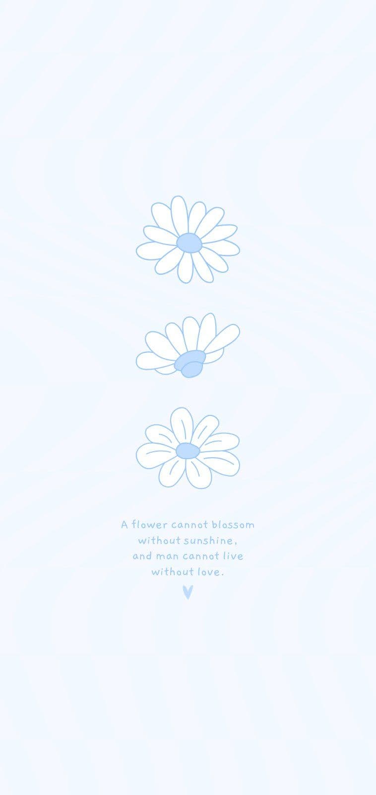 하늘색 꽃 일러스트 글귀 배경화면