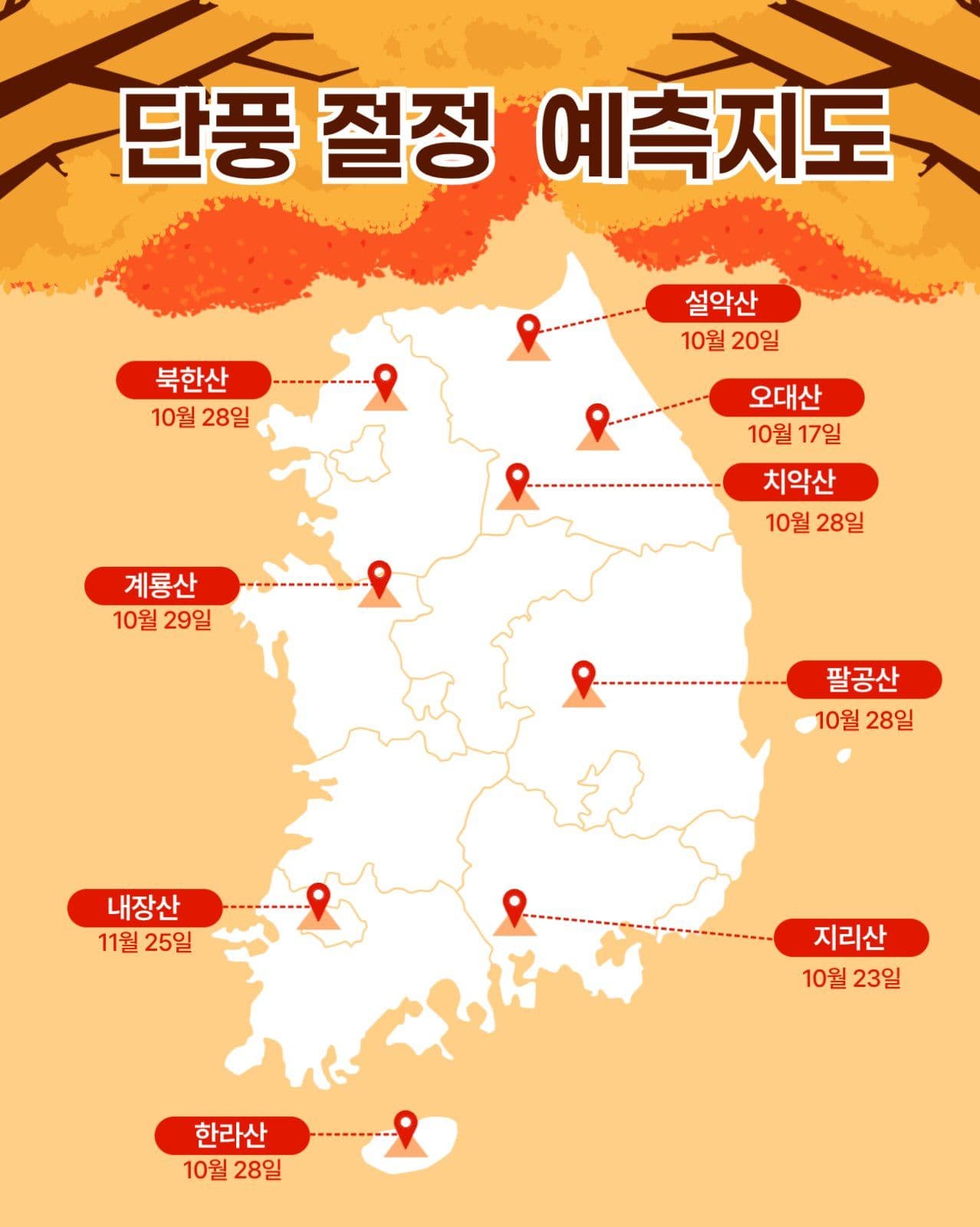 단풍절정 예상지도