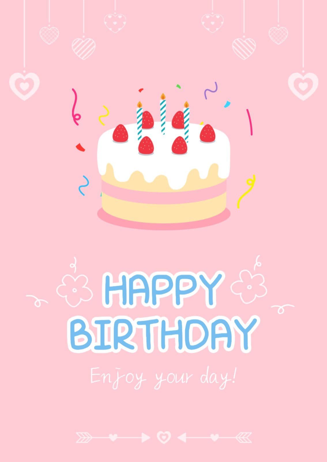 핑크색 아기자기 생일축하
