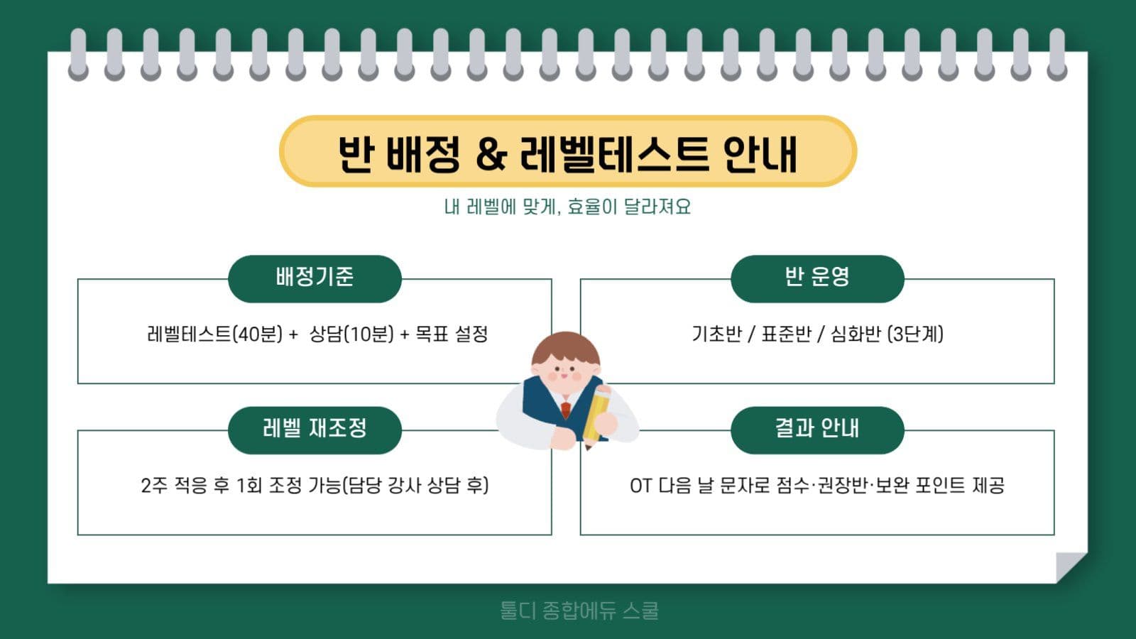 녹색의 아기자기한 학원 새학기 OT