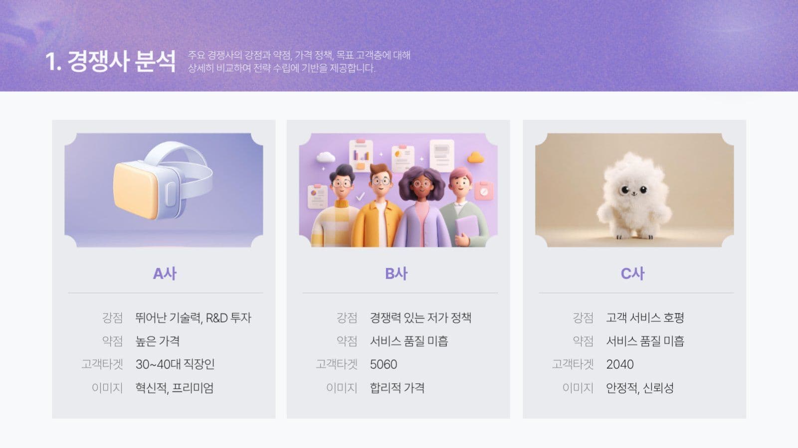 보라색 파스텔 깔끔한 프레젠테이션