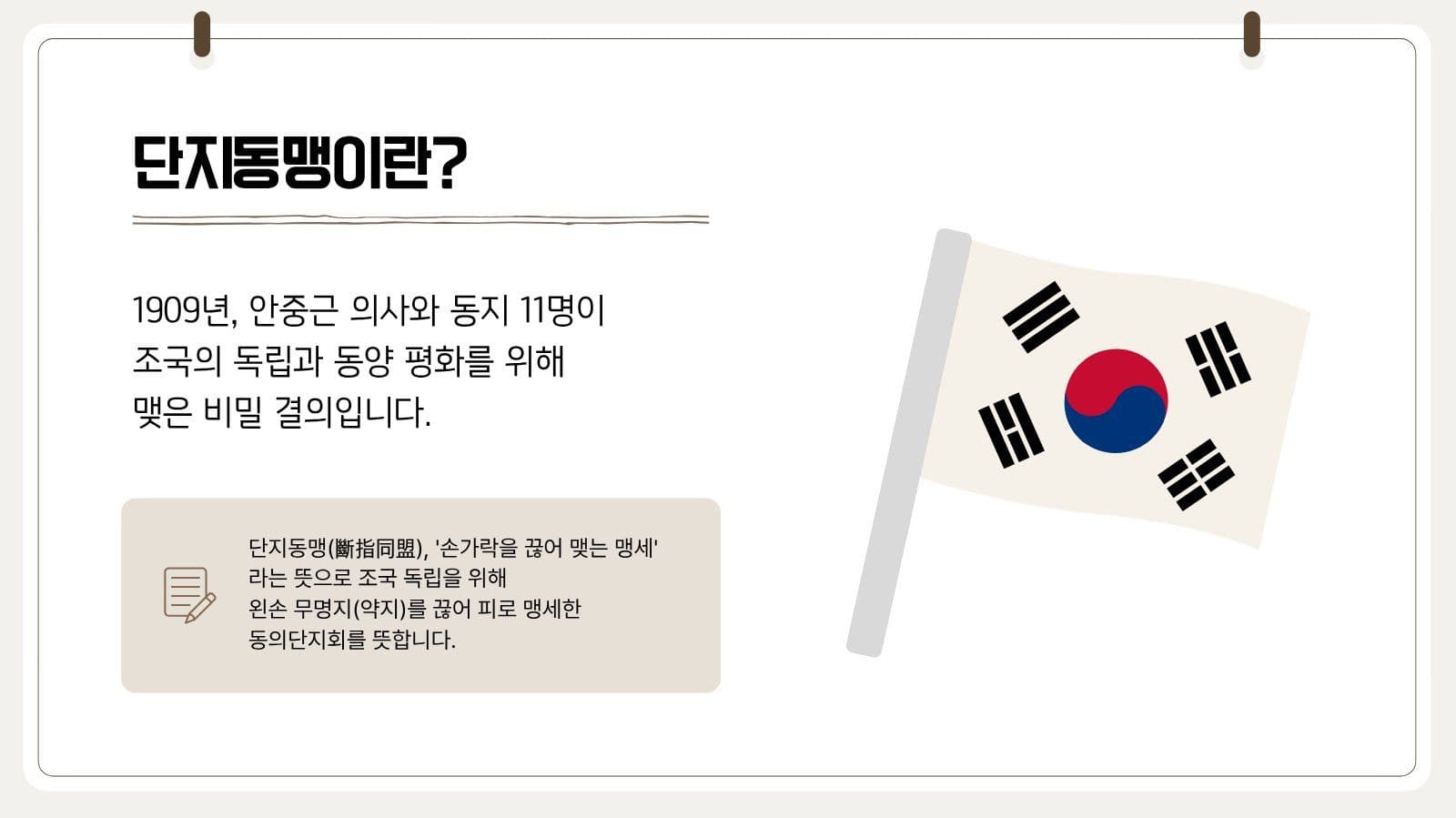안중근의 단지동맹 역사 교육 자료