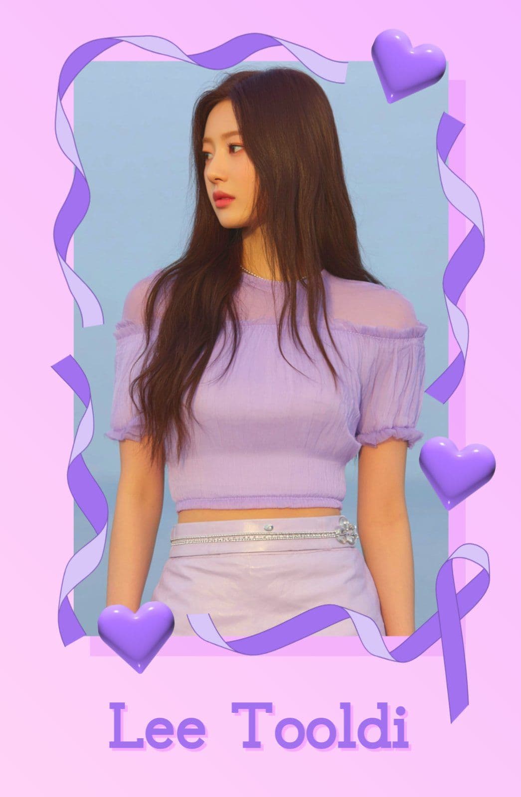 보라색 리본 하트 포토카드