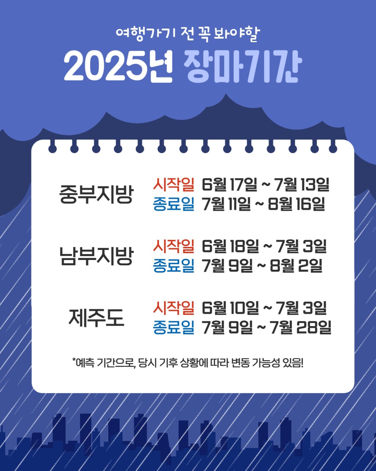 2025년 장마기간