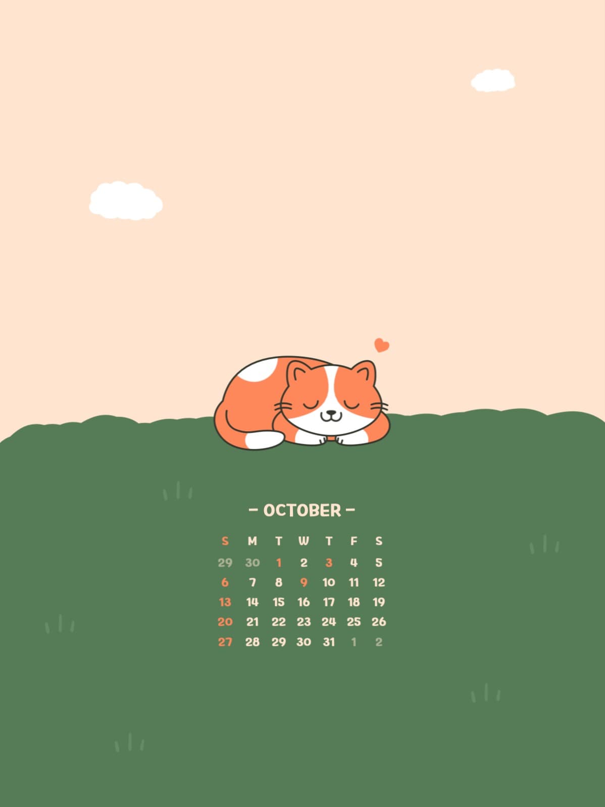 잠자는 고양이 달력 배경화면