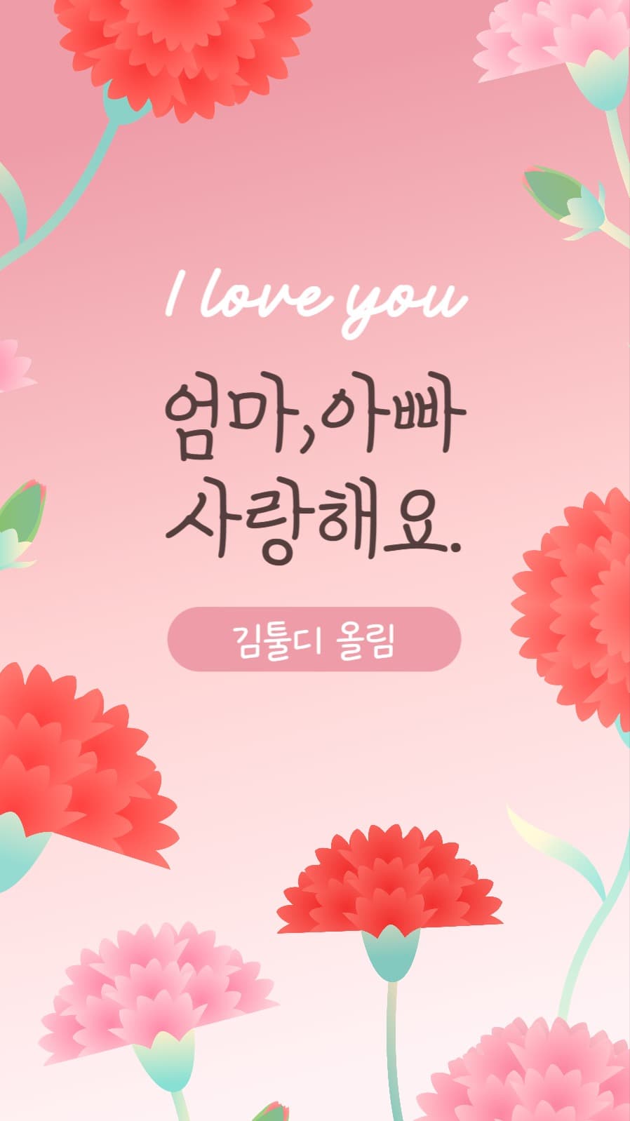 핑크색 카네이션 어버이날 감사 인사