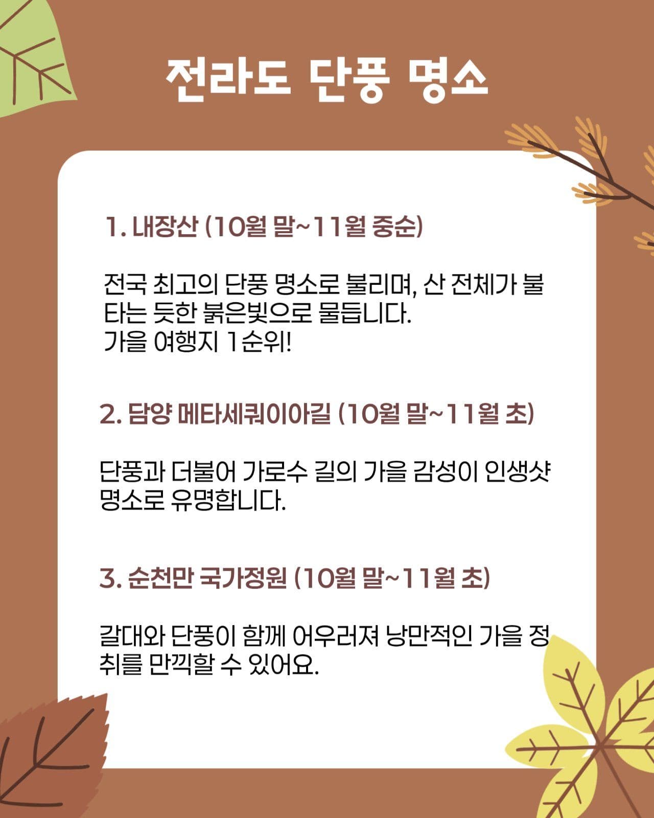 가을 단풍 명소 홍보