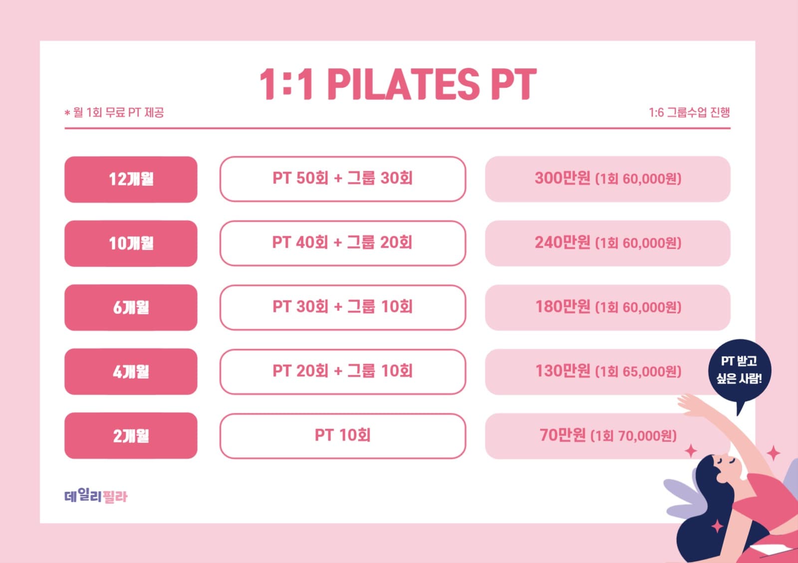 필라테스 PT 가격