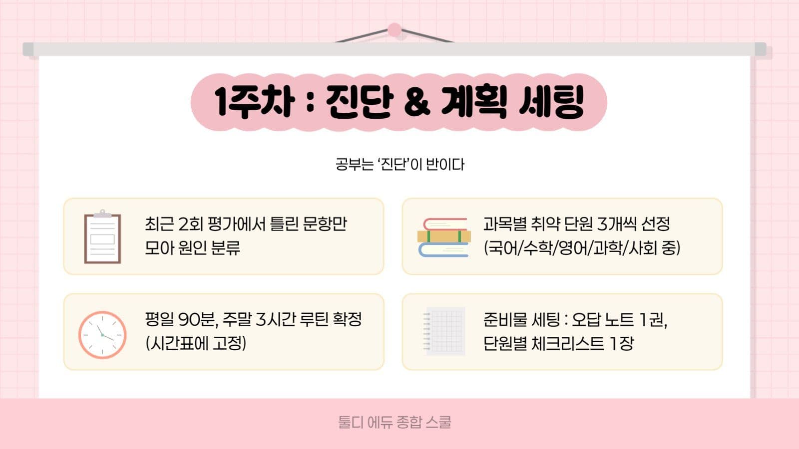 핑크 아기자기 중간고사 대비 안내