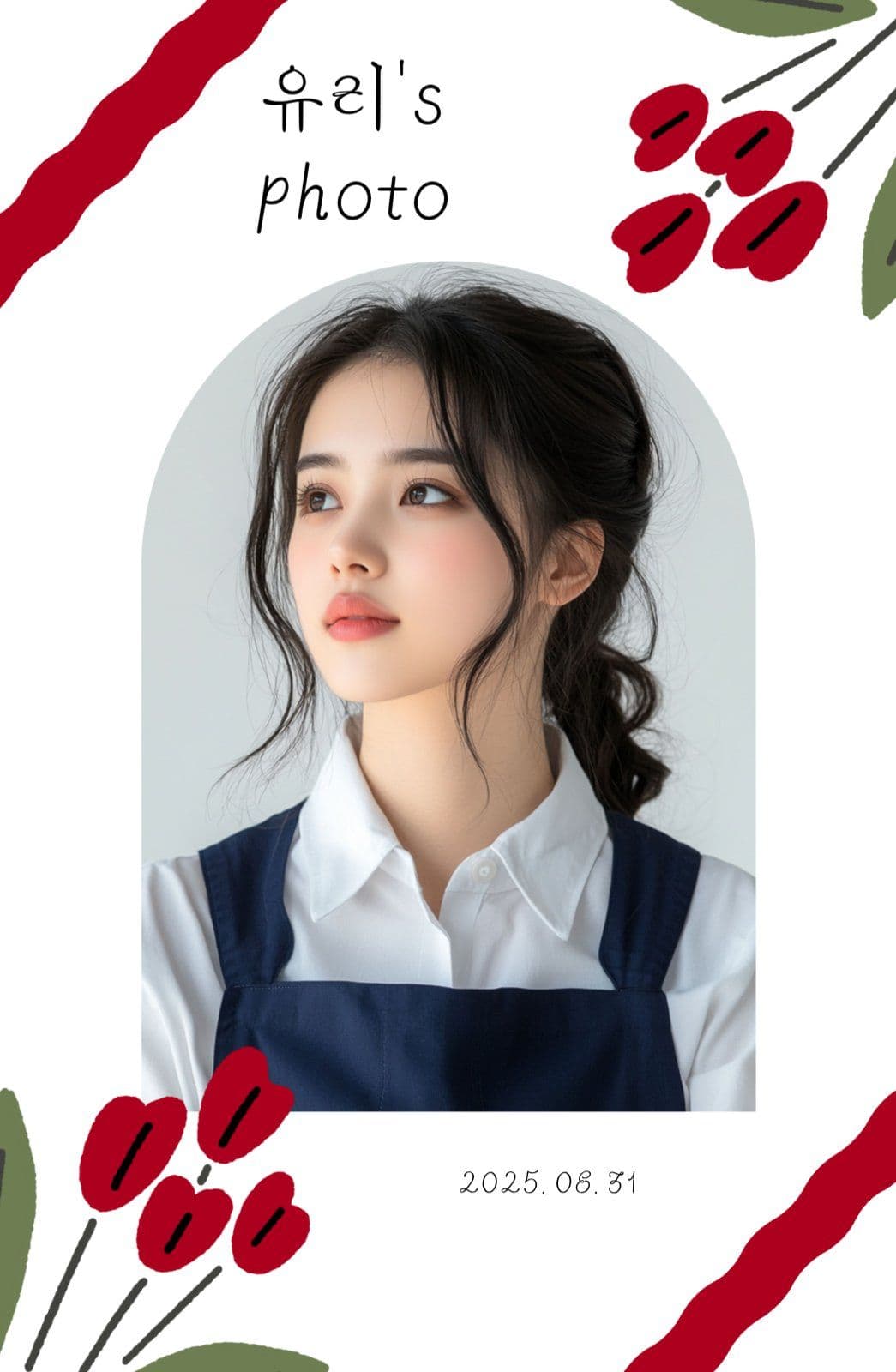 심플한 레드 꽃 포토카드
