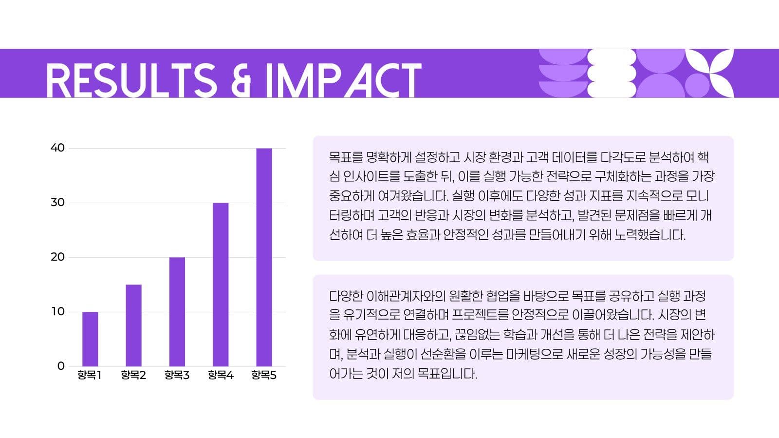 보라색 마케터 포트폴리오 프레젠테이션