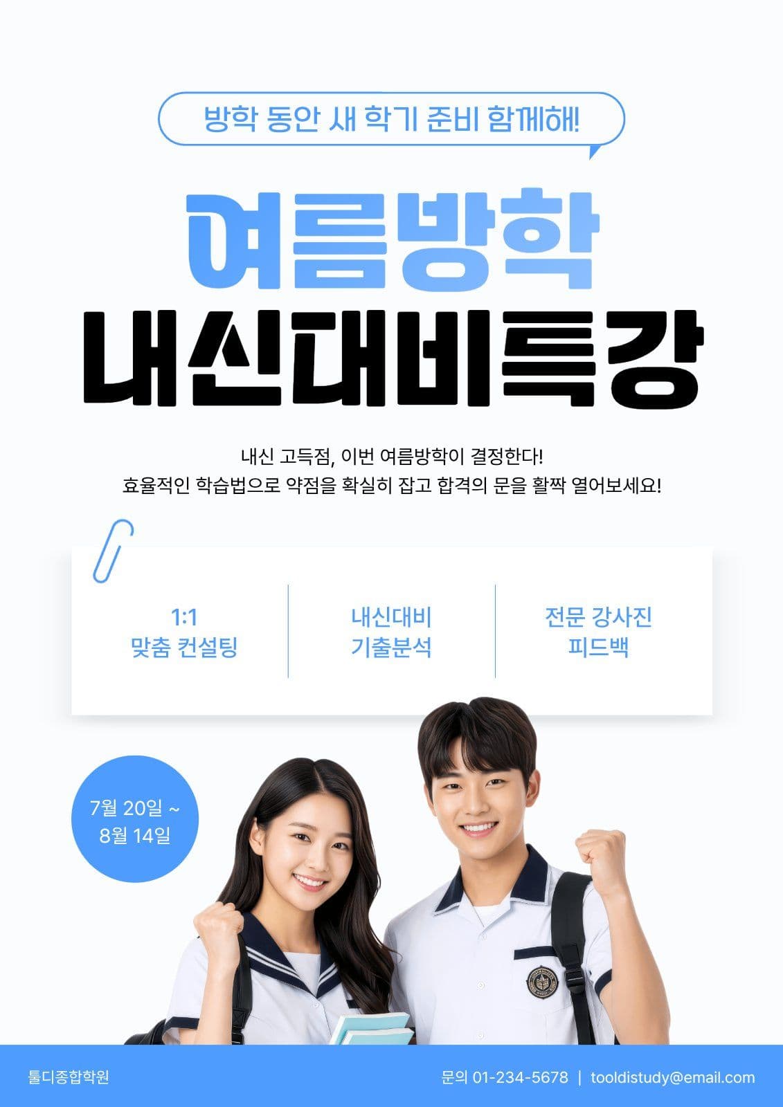 여름방학 내신 대비 특강 모집