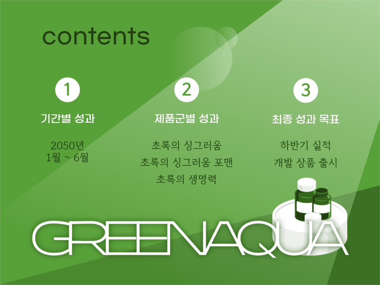 그린아쿠아 판매 성과 피피티