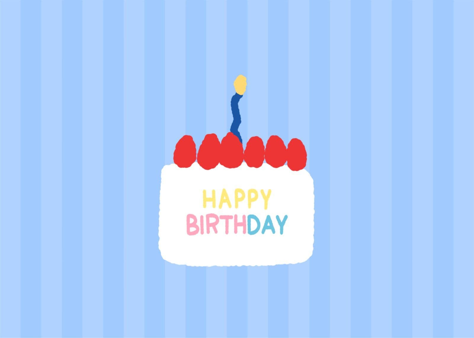 블루 케이크 생일축하카드