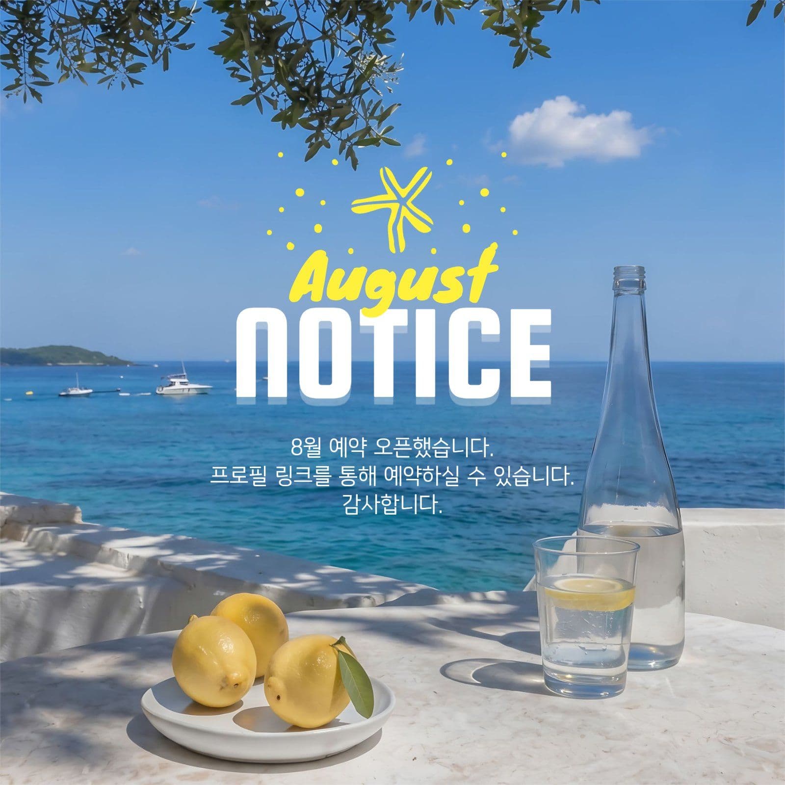 8월 예약 안내 게시물