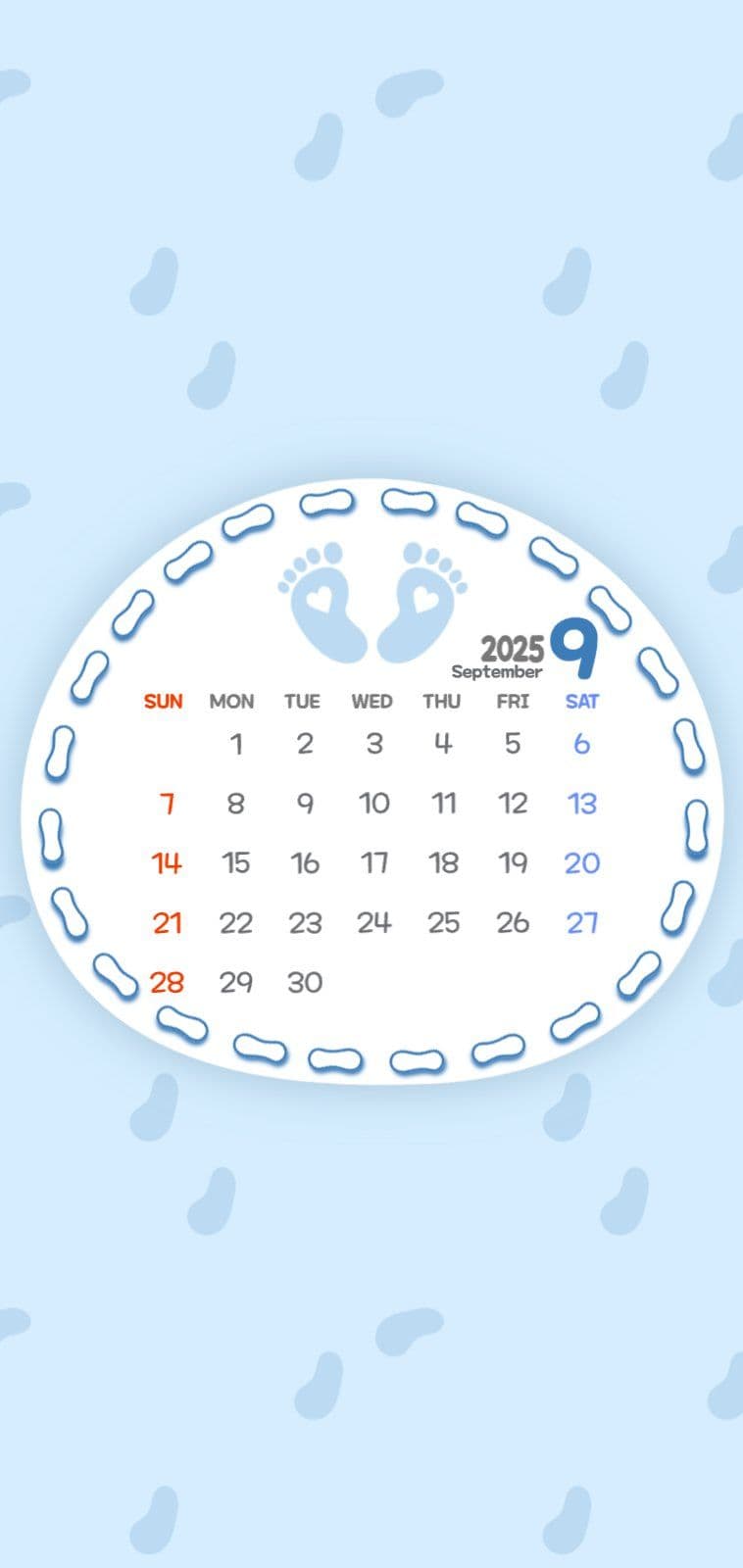 발바닥 9월 달력 폰 배경