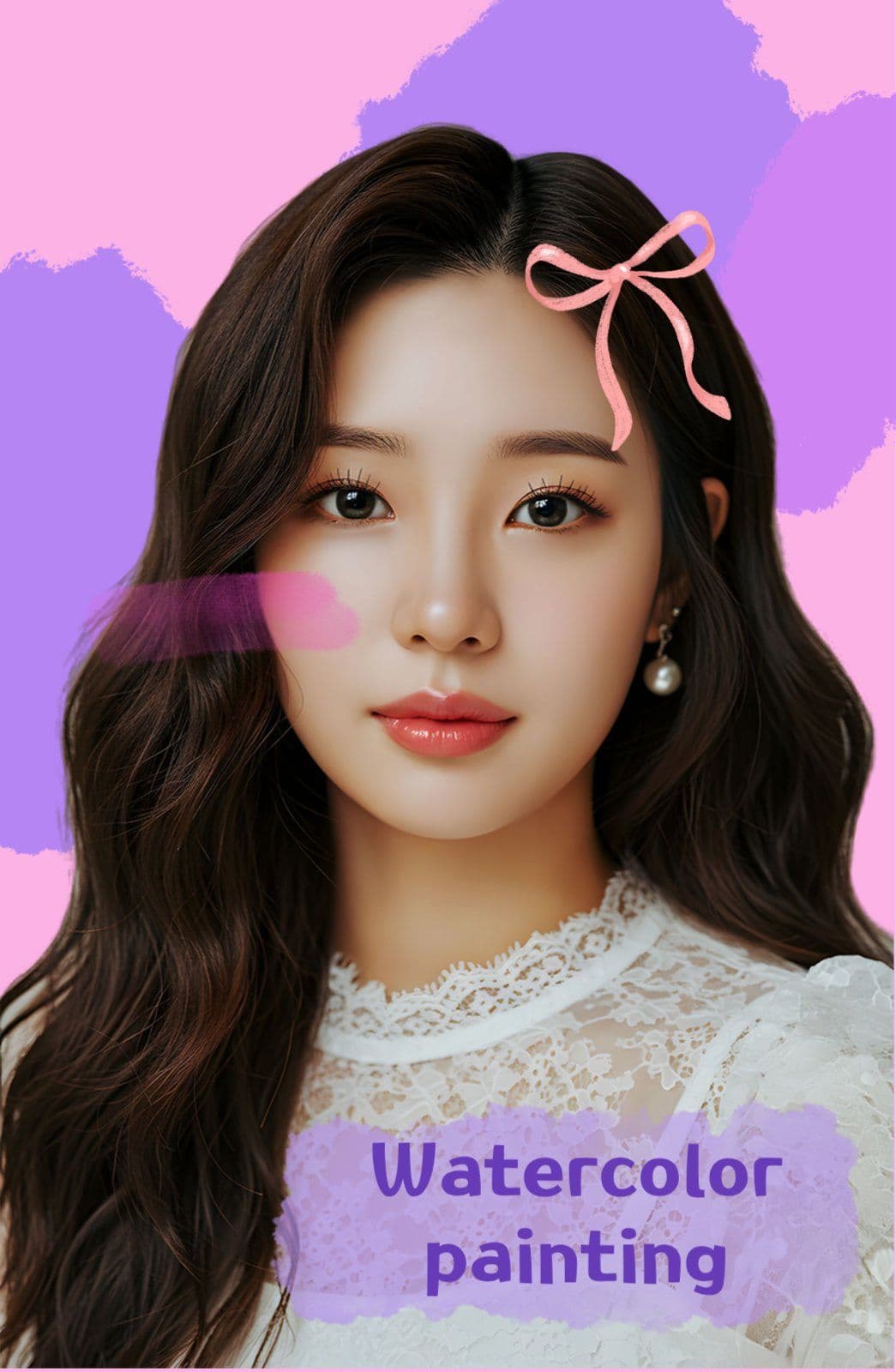 보라색 수채화 컨셉 포토카드