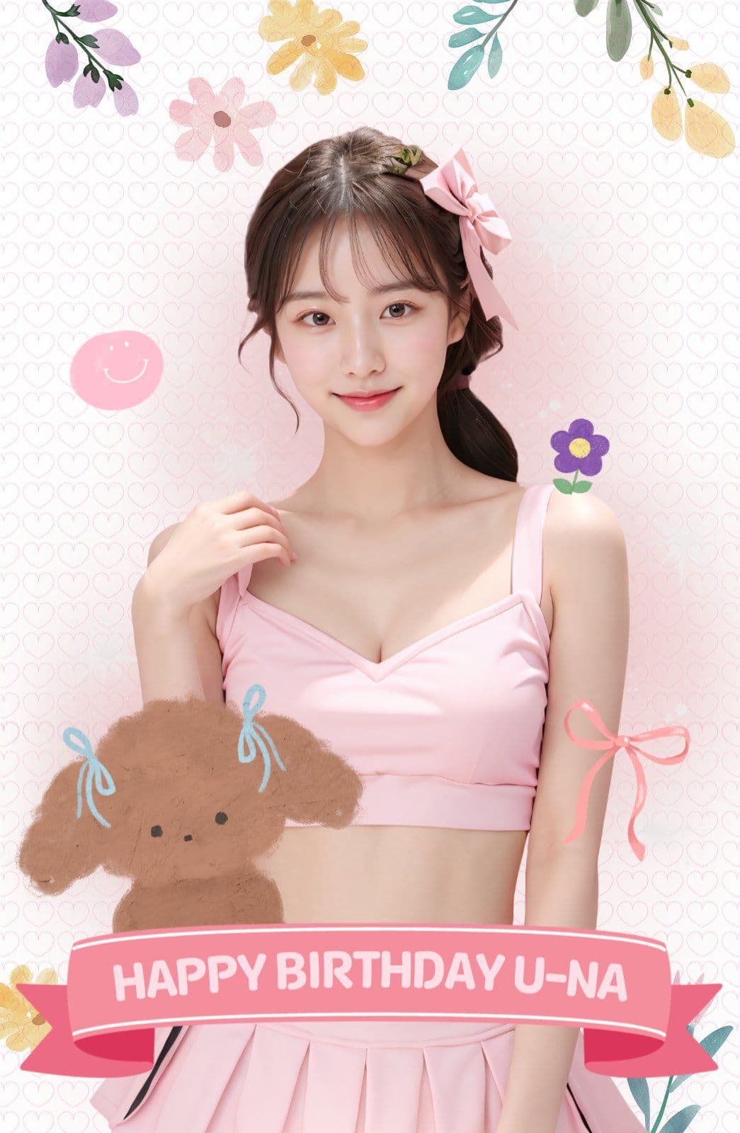 꽃 강아지 프레임 포토카드