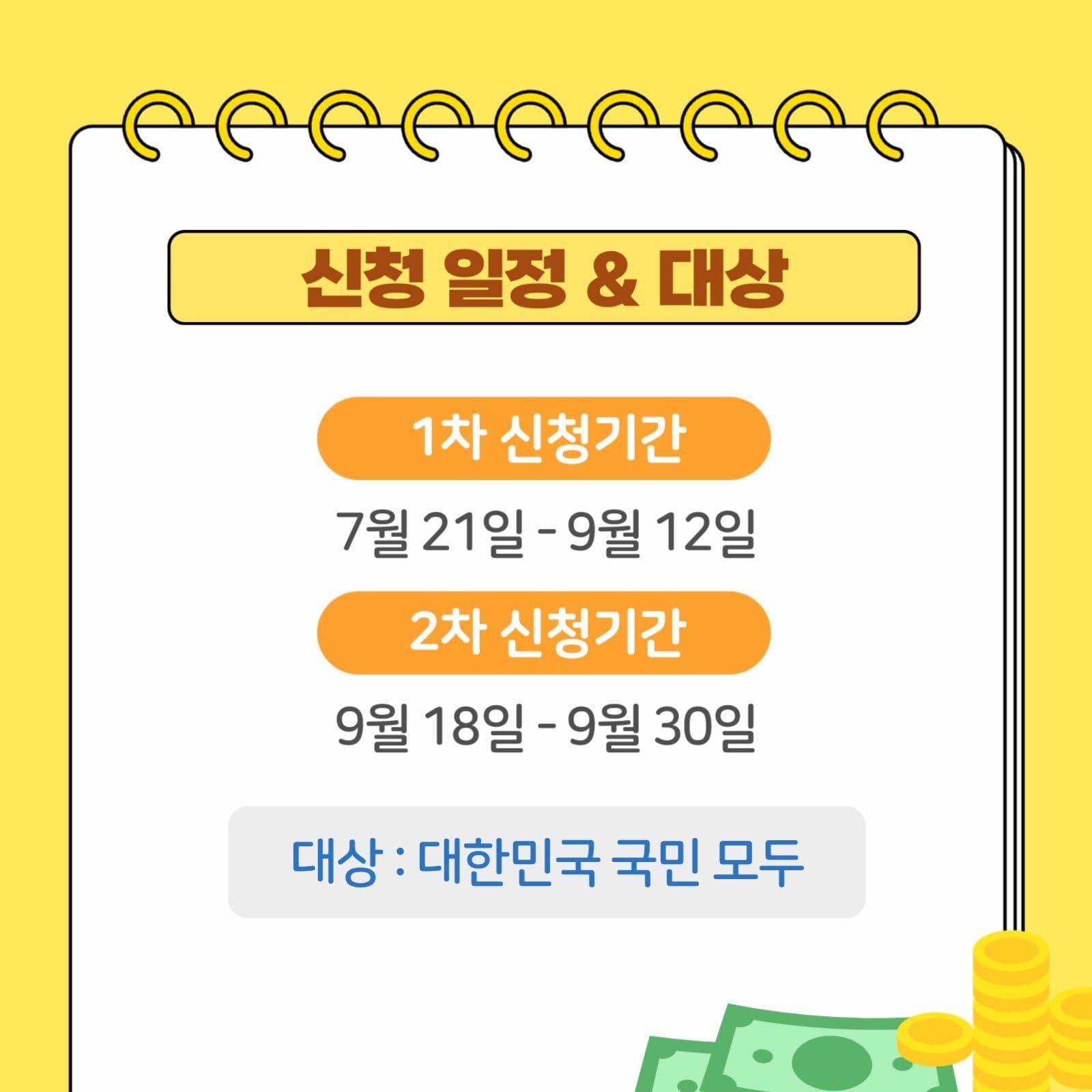 노란색 민생회복 지원금 카드뉴스