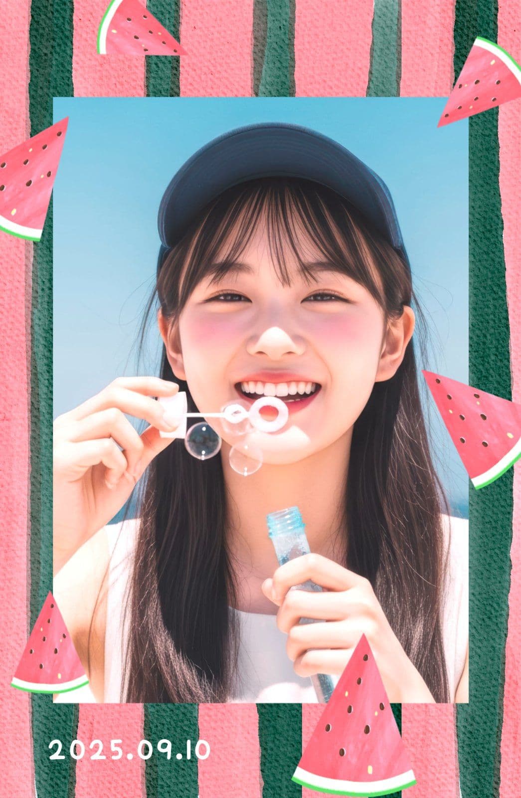 귀여운 수박 줄무늬 포토카드