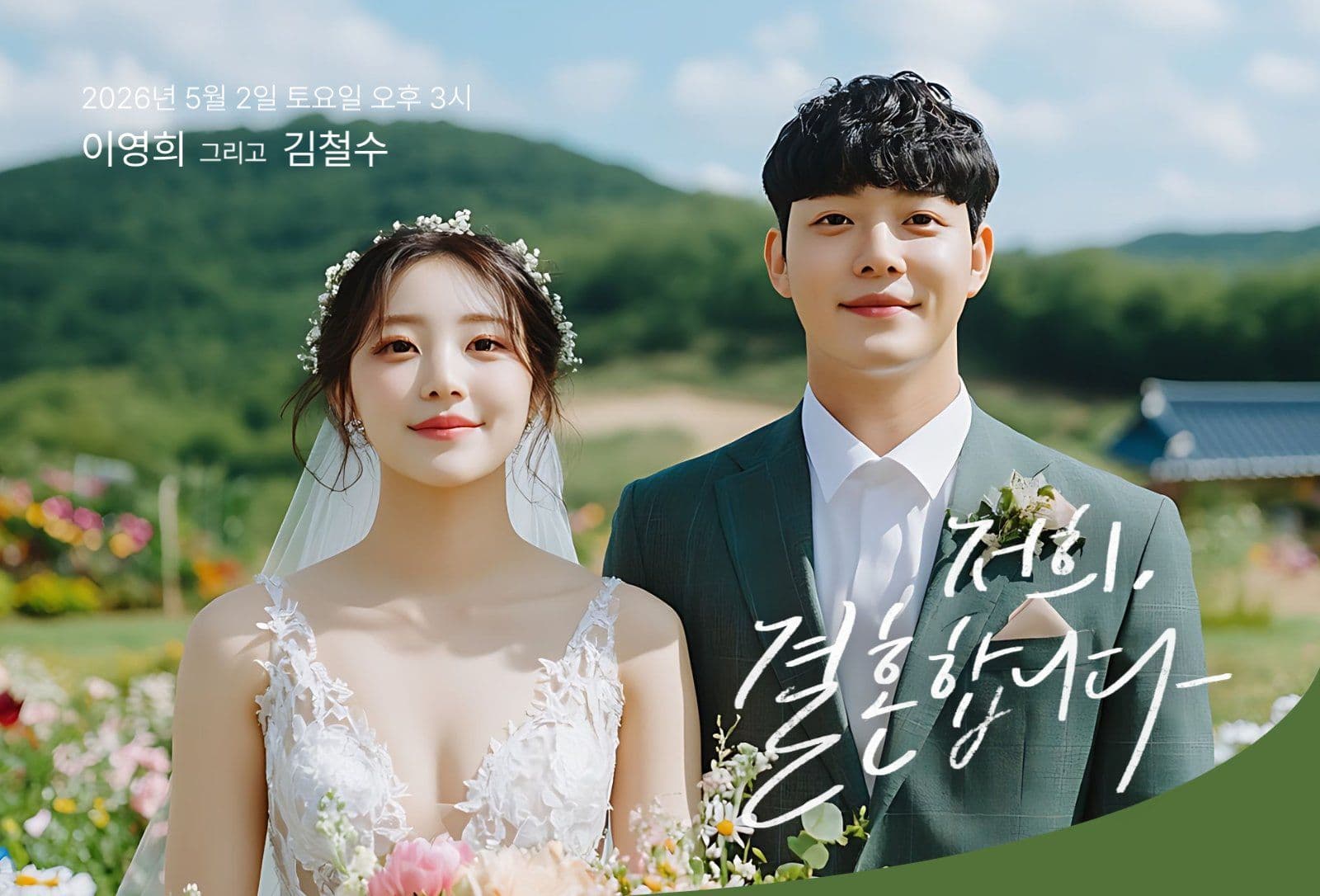 녹색 심플 청첩장