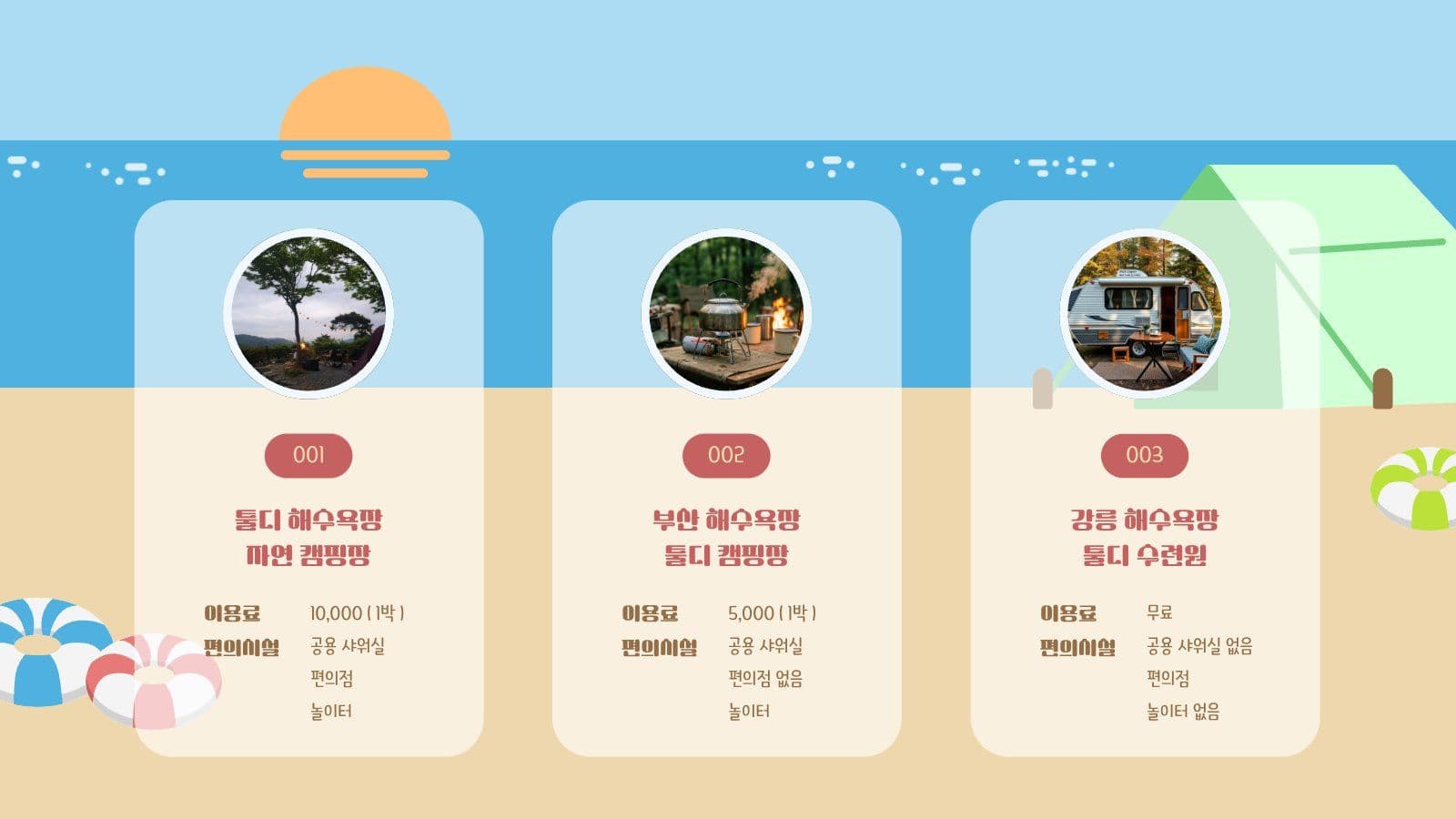 여름 바다 캠핑 PPT