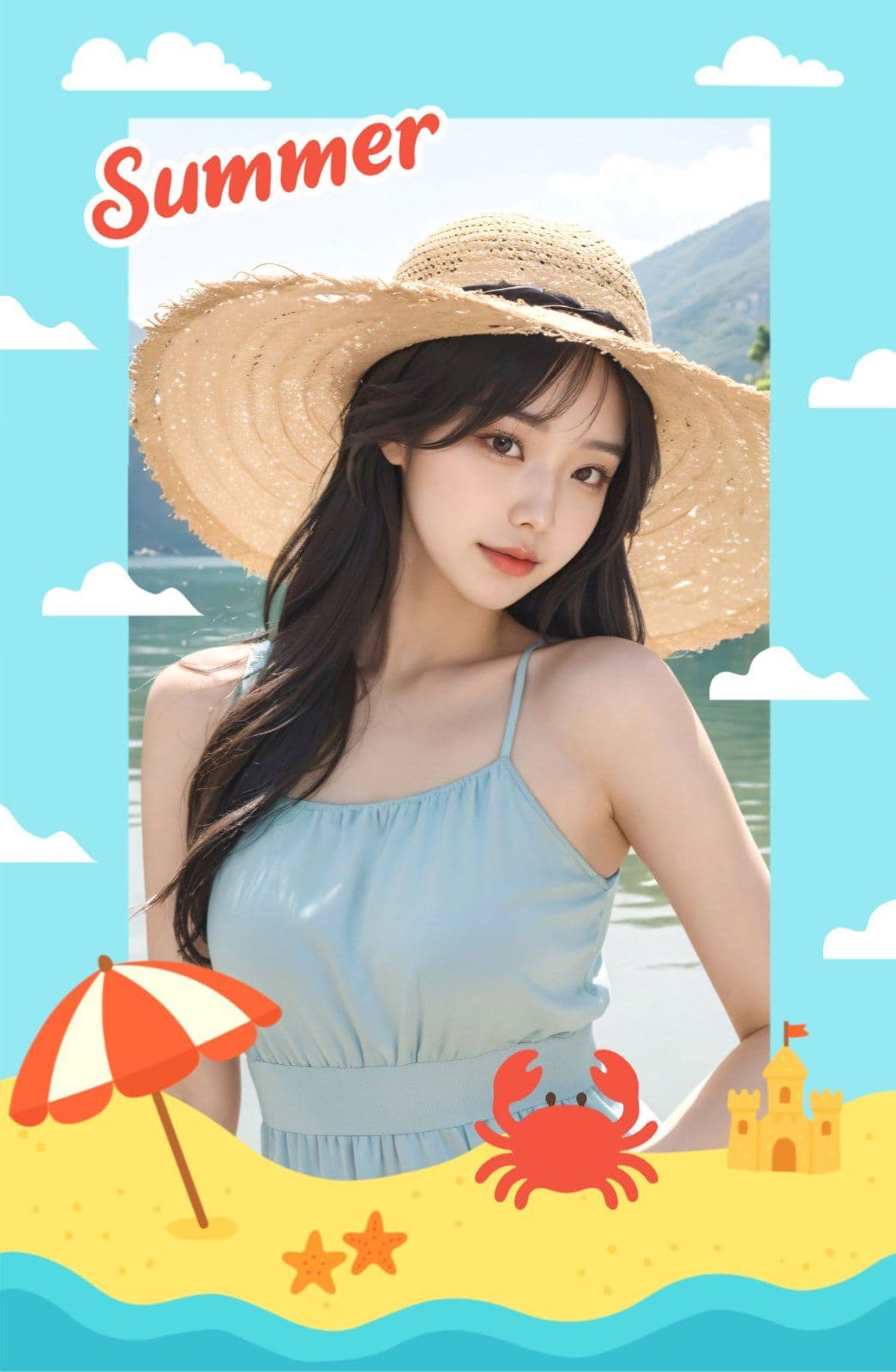 여름 스타일 포토카드 프레임