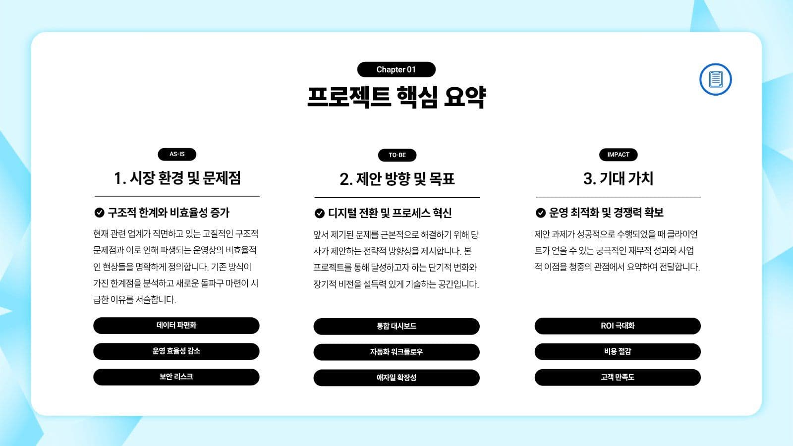 파랑 깔끔 비즈니스 프레젠테이션 기업 템플릿