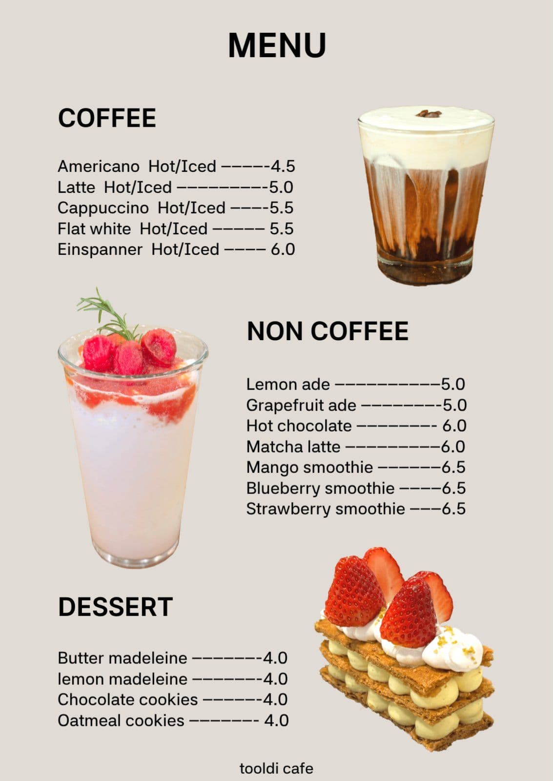 cafe menu