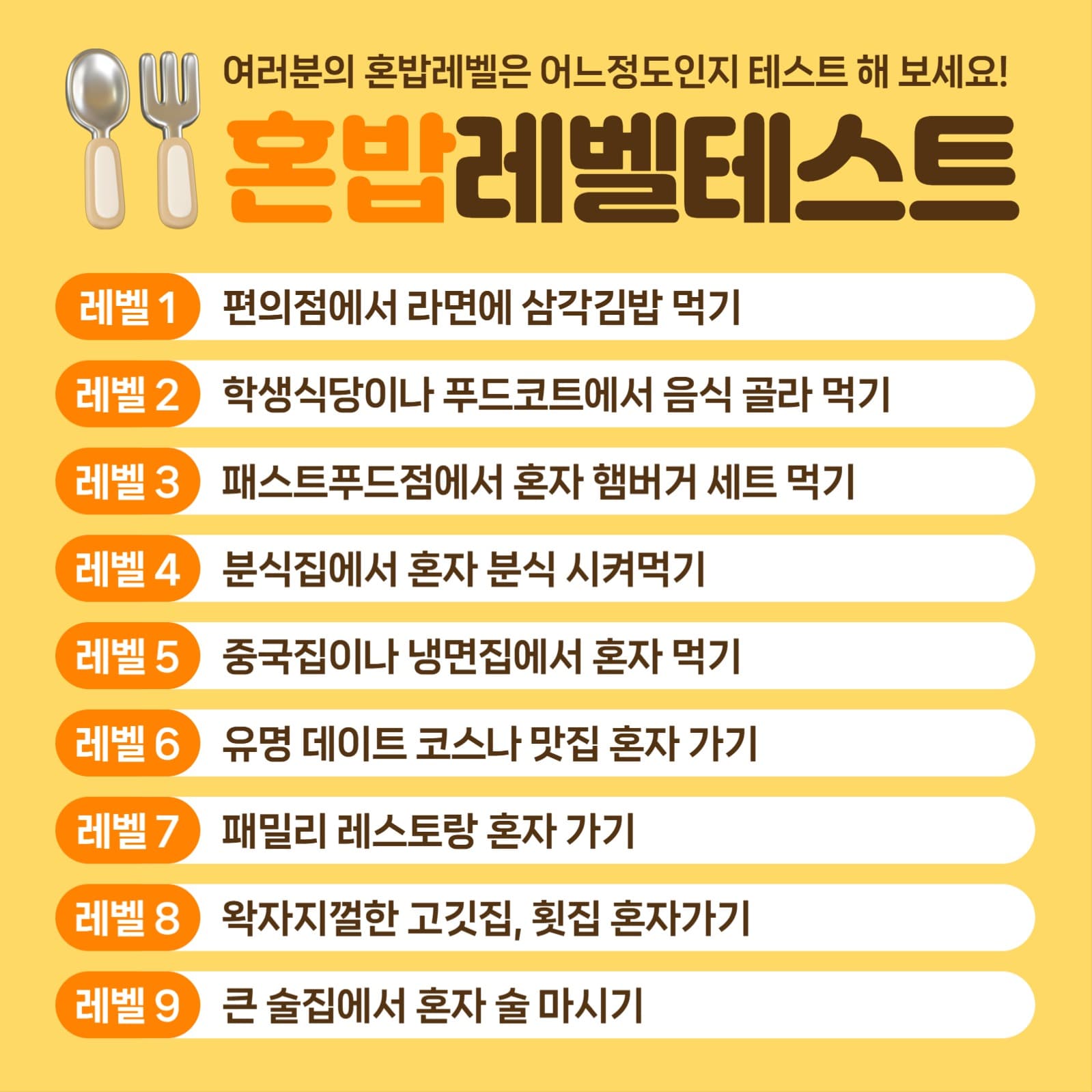 혼밥 레벨 테스트
