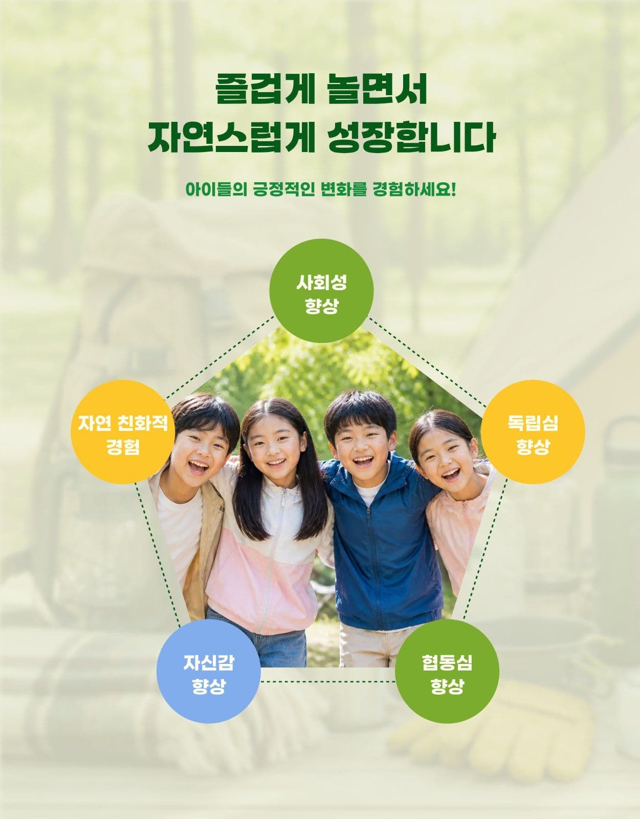 어린이 숲속 캠핑 프로그램 상세페이지