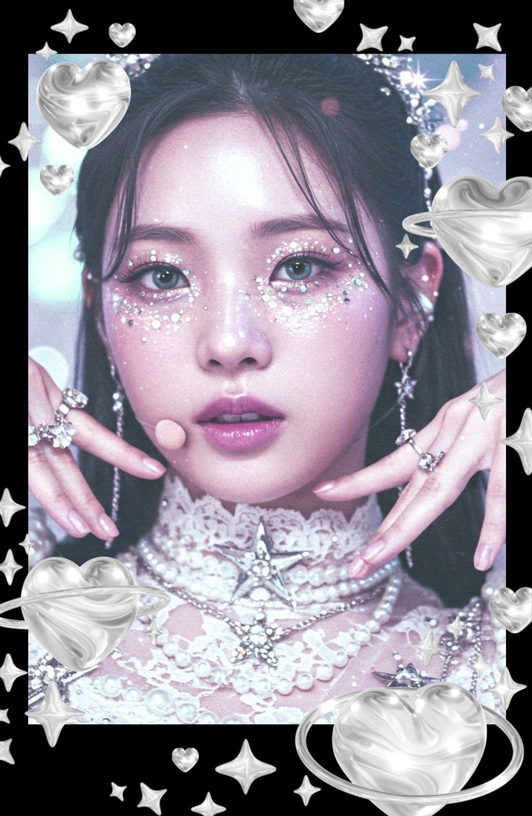  반짝거리는 별과 하트 포토카드
