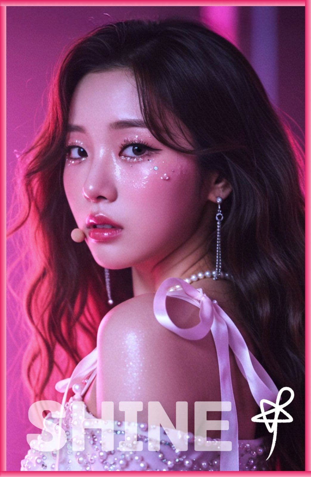 사진 중심 네온 프레임 아이돌 포카