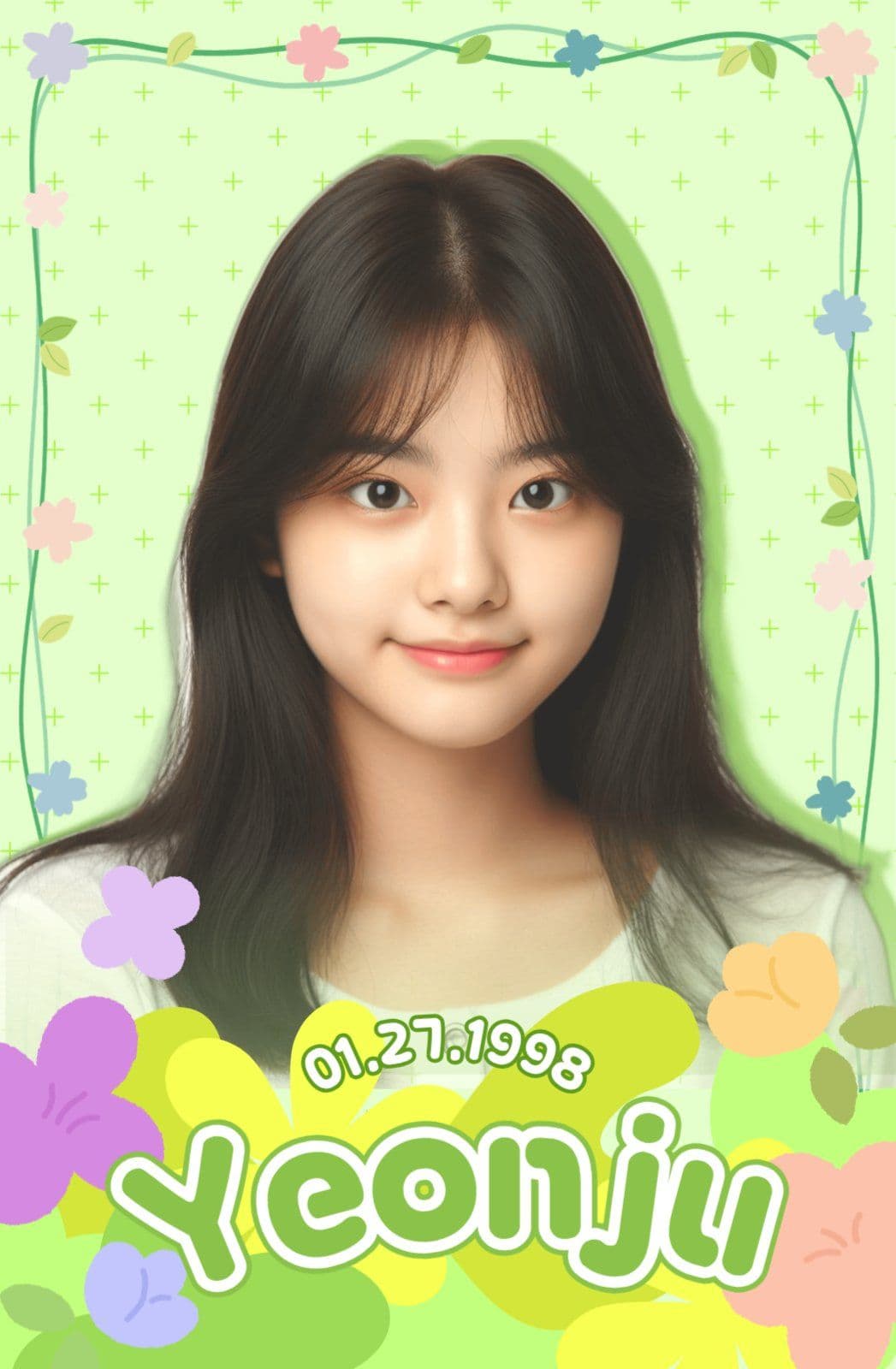 연두빛 꽃가득 아이돌 포카