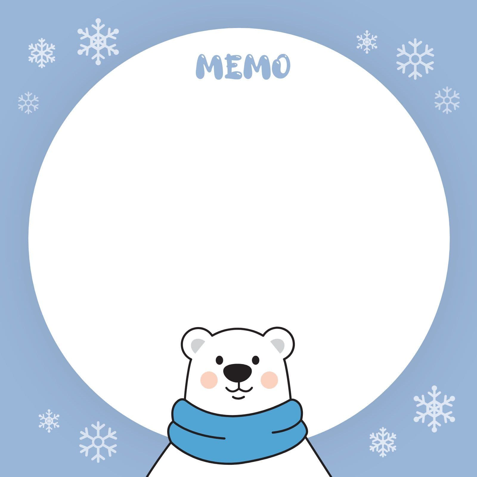 블루 눈송이 북극곰 떡메모지 문구