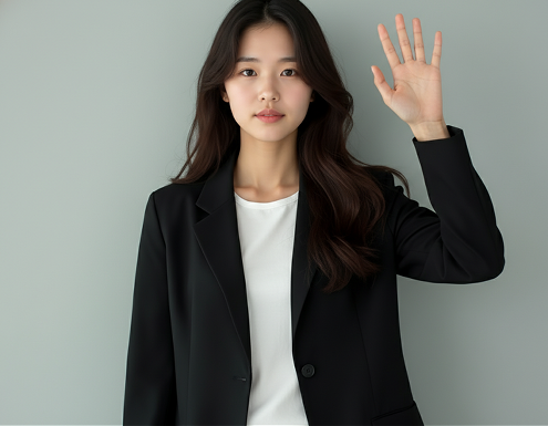 Waving pose